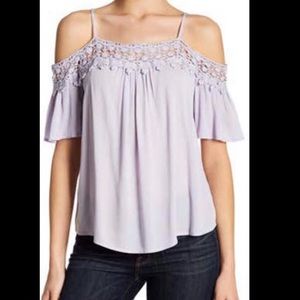 Off the shoulder lavender shirt